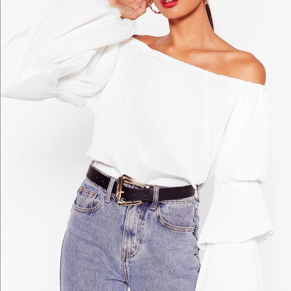 Nasty Gal | The Pleat of Love Off-the-Shoulder Blouse